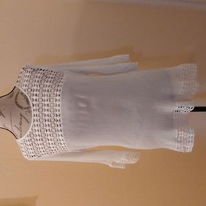 Profile see-through open-work white top Sz L